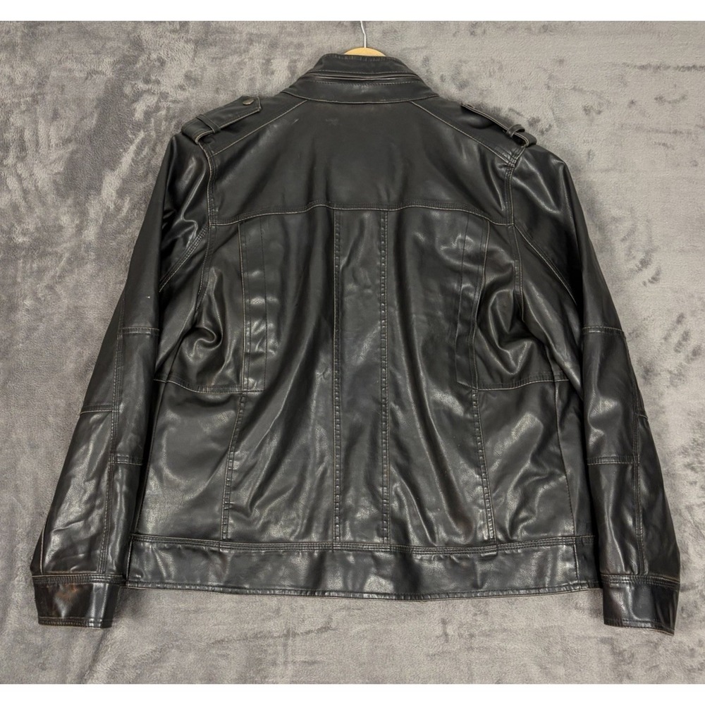 Levis Jacket Mens L Brown Faux Leather Trucker Coat Full Zip Snap Outdoor Work - Picture 2 of 12